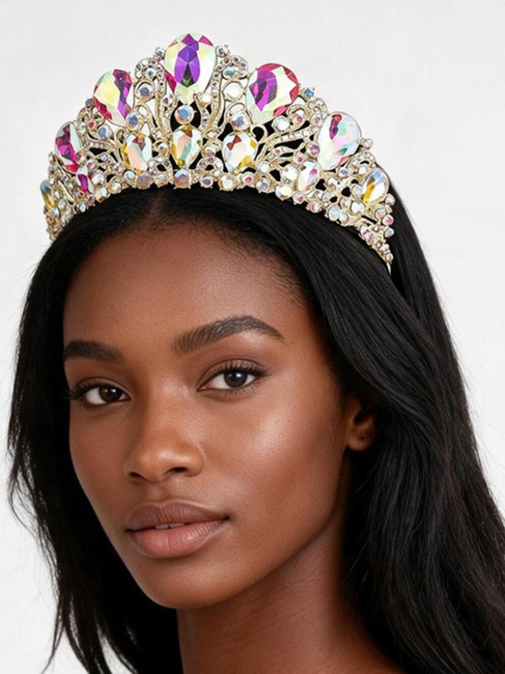 Crystal Rhinestone Tiara Pageant Prom Home Coming Bridal Queen Crown Gold NEW